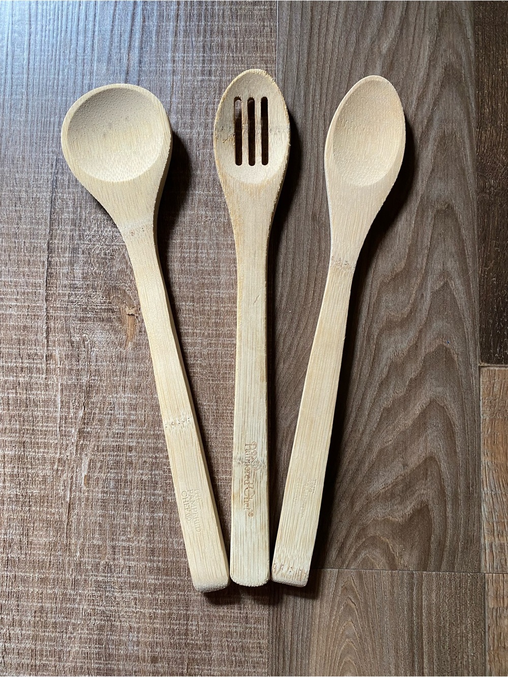 The Pampered Chef Natural Bamboo 3-Piece Cooking Spoon Set